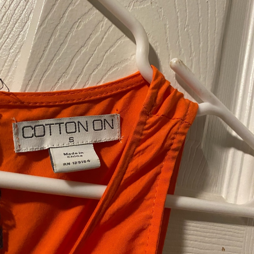 Orange cotton on dress with black lace